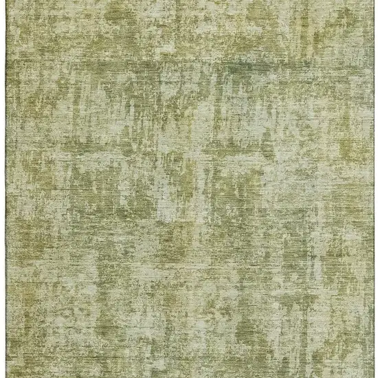 Artichoke Green And Ivory Abstract Washable Area Rug With UV Protection Photo 3