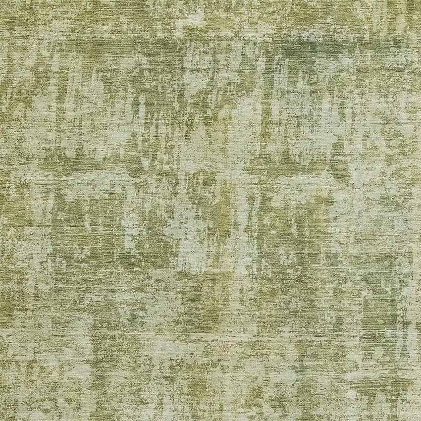 Artichoke Green And Ivory Abstract Washable Area Rug With UV Protection Photo 2