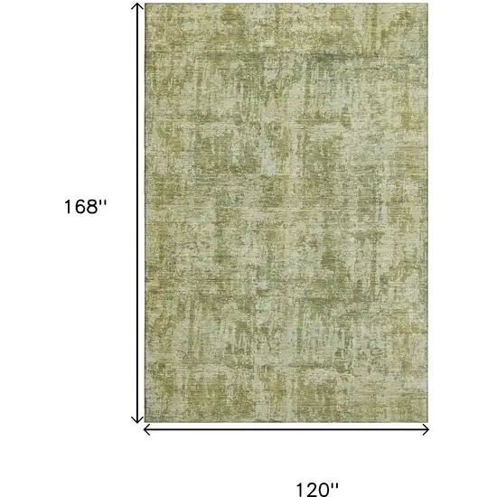 Artichoke Green And Ivory Abstract Washable Area Rug With UV Protection Photo 9