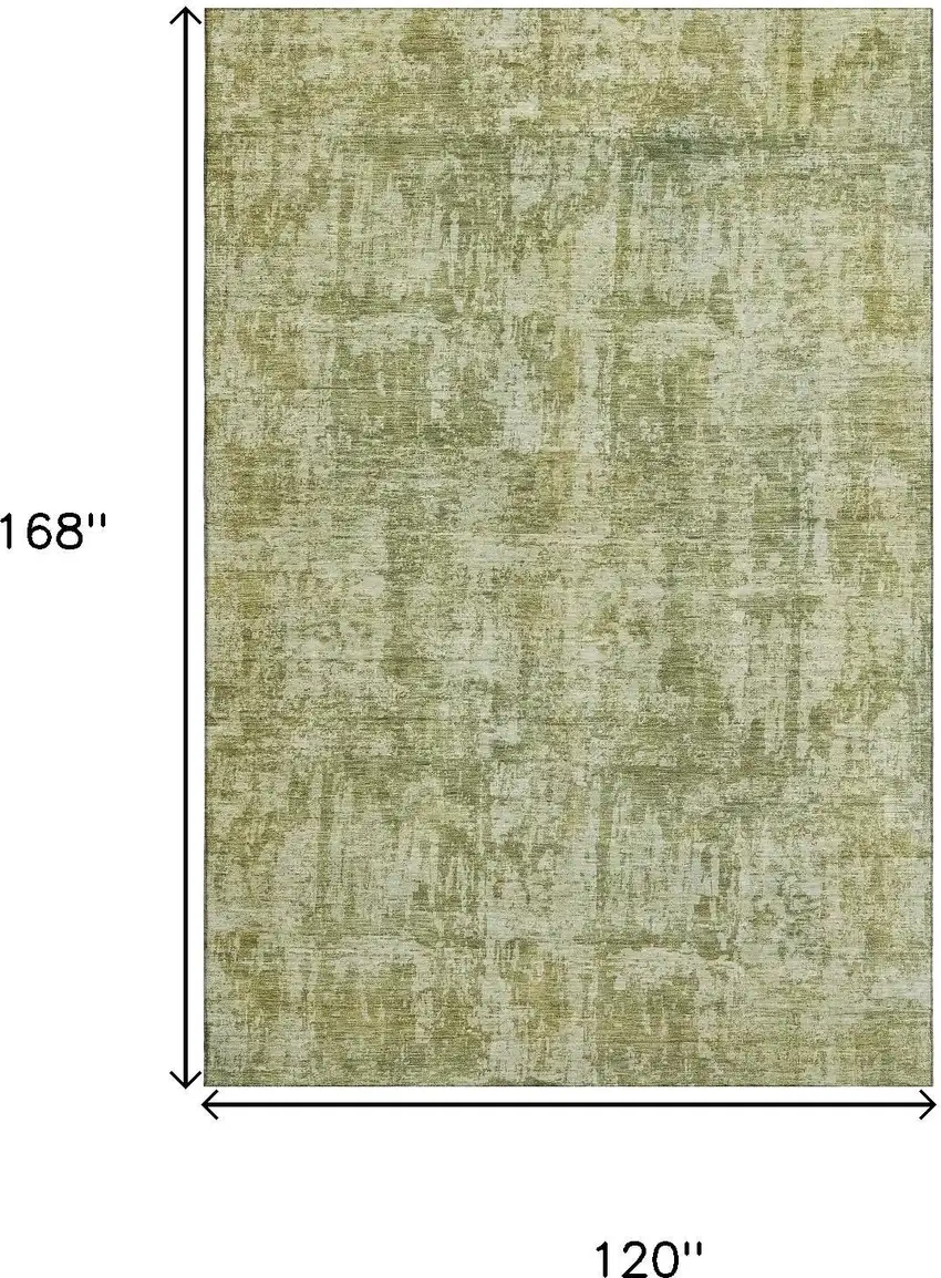 Artichoke Green And Ivory Abstract Washable Area Rug With UV Protection Photo 9