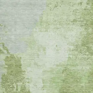Photo of Artichoke Green And Ivory Abstract Washable Area Rug With UV Protection