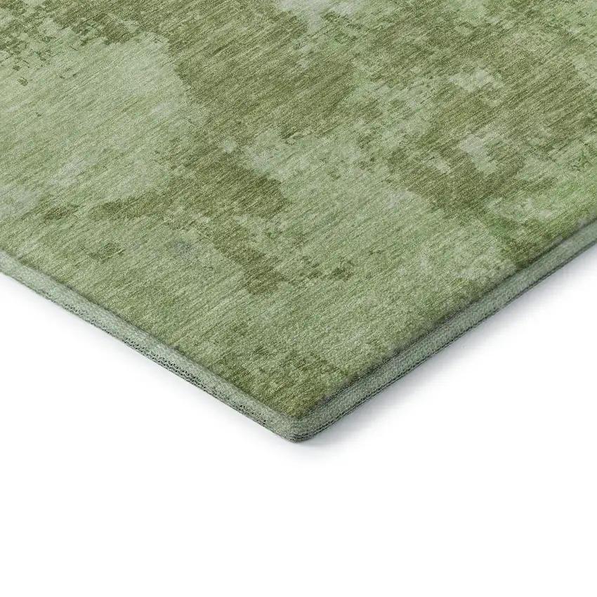 Artichoke Green And Ivory Abstract Washable Area Rug With UV Protection Photo 7