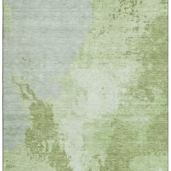 Artichoke Green And Ivory Abstract Washable Area Rug With UV Protection Photo 3