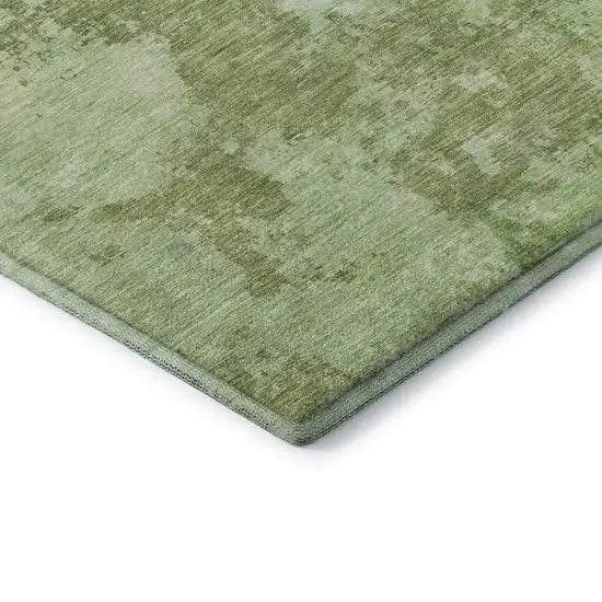 Artichoke Green And Ivory Abstract Washable Area Rug With UV Protection Photo 7