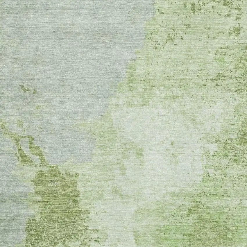 Artichoke Green And Ivory Abstract Washable Area Rug With UV Protection Photo 2
