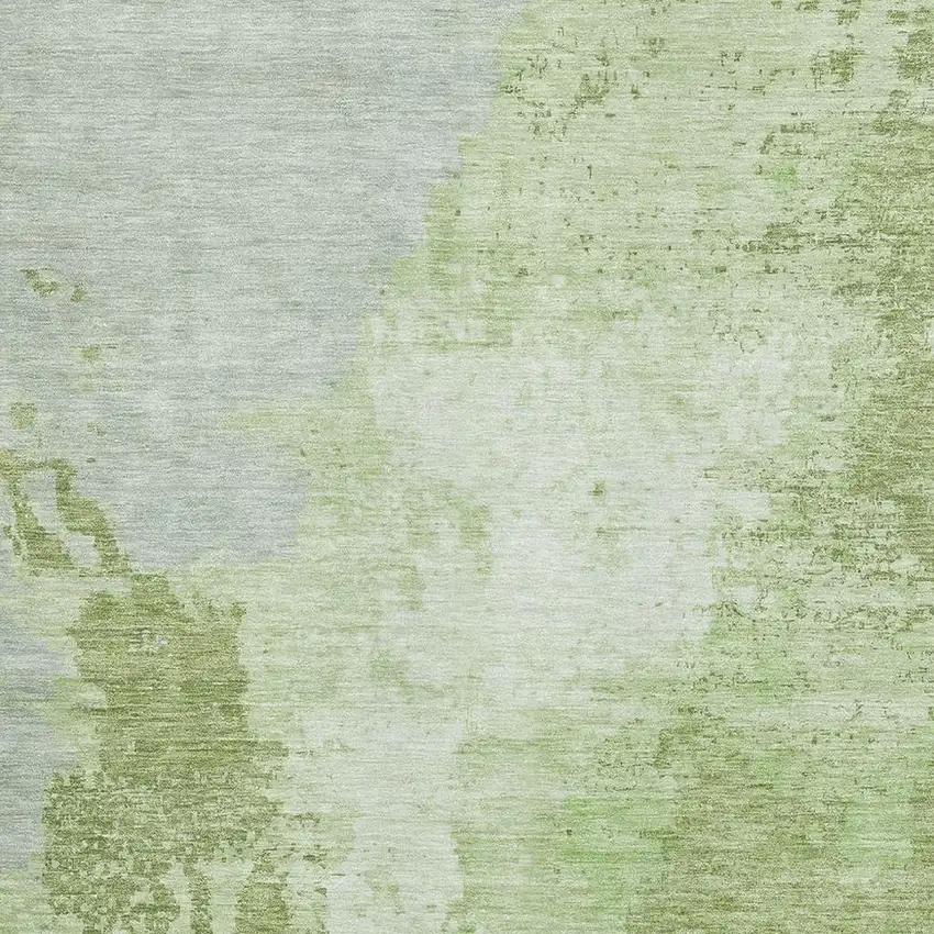 Artichoke Green And Ivory Abstract Washable Area Rug With UV Protection Photo 2