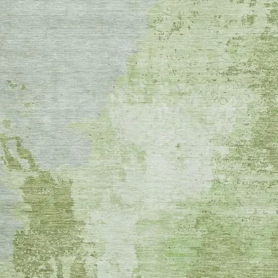 Artichoke Green And Ivory Abstract Washable Area Rug With UV Protection Photo 2