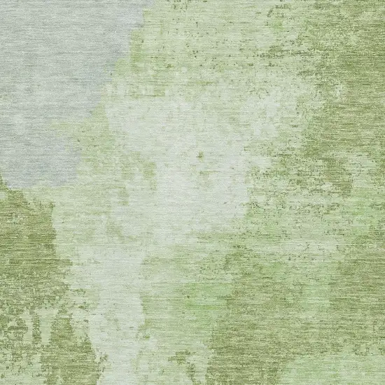 Artichoke Green And Ivory Abstract Washable Area Rug With UV Protection Photo 2
