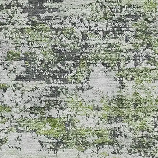 Artichoke Green And Ivory Abstract Washable Area Rug With UV Protection Photo 2