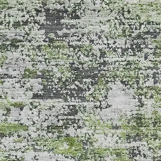Artichoke Green And Ivory Abstract Washable Area Rug With UV Protection Photo 2
