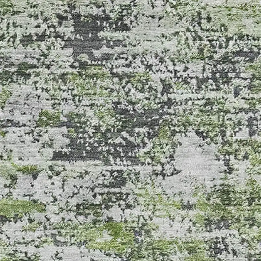 Artichoke Green And Ivory Abstract Washable Area Rug With UV Protection Photo 2