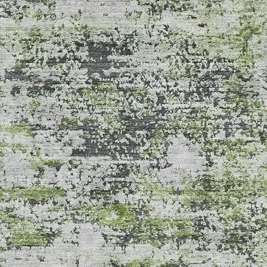 Artichoke Green And Ivory Abstract Washable Area Rug With UV Protection Photo 3
