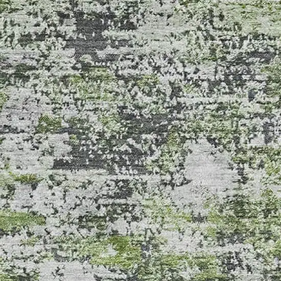Artichoke Green And Ivory Abstract Washable Area Rug With UV Protection Photo 2