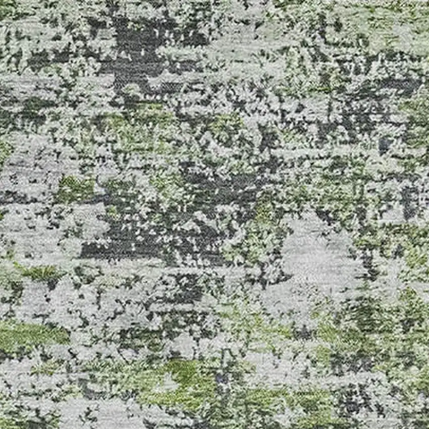 Artichoke Green And Ivory Abstract Washable Area Rug With UV Protection Photo 2