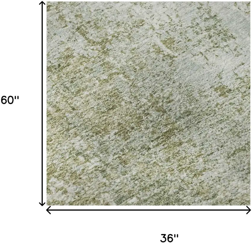 Artichoke Green And Ivory Abstract Washable Area Rug With UV Protection Photo 8