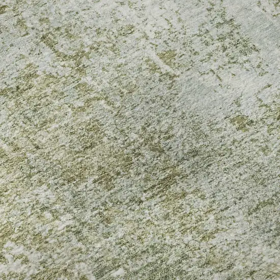 Artichoke Green And Ivory Abstract Washable Area Rug With UV Protection Photo 1