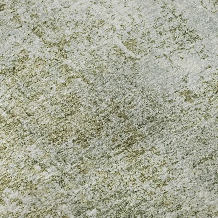 Artichoke Green And Ivory Abstract Washable Area Rug With UV Protection Photo 1