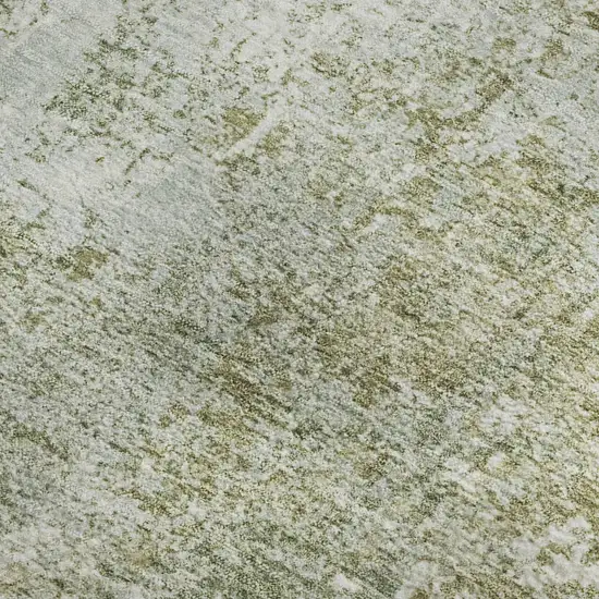 Artichoke Green And Ivory Abstract Washable Area Rug With UV Protection Photo 2