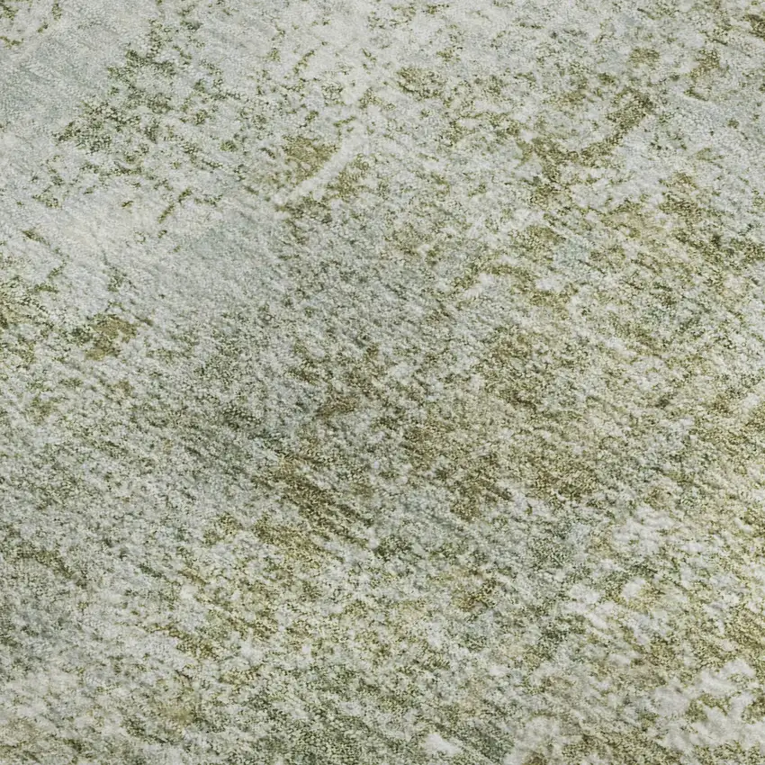 Artichoke Green And Ivory Abstract Washable Area Rug With UV Protection Photo 2