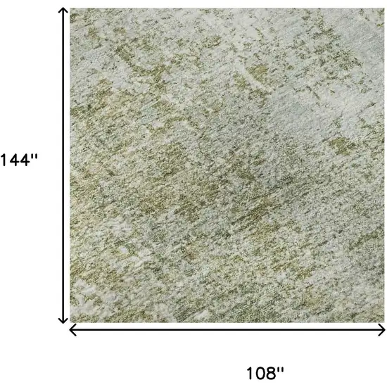 Artichoke Green And Ivory Abstract Washable Area Rug With UV Protection Photo 8