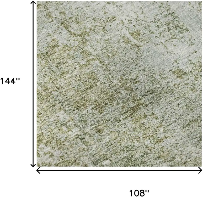 Artichoke Green And Ivory Abstract Washable Area Rug With UV Protection Photo 8