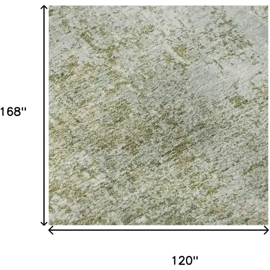 Artichoke Green And Ivory Abstract Washable Area Rug With UV Protection Photo 9
