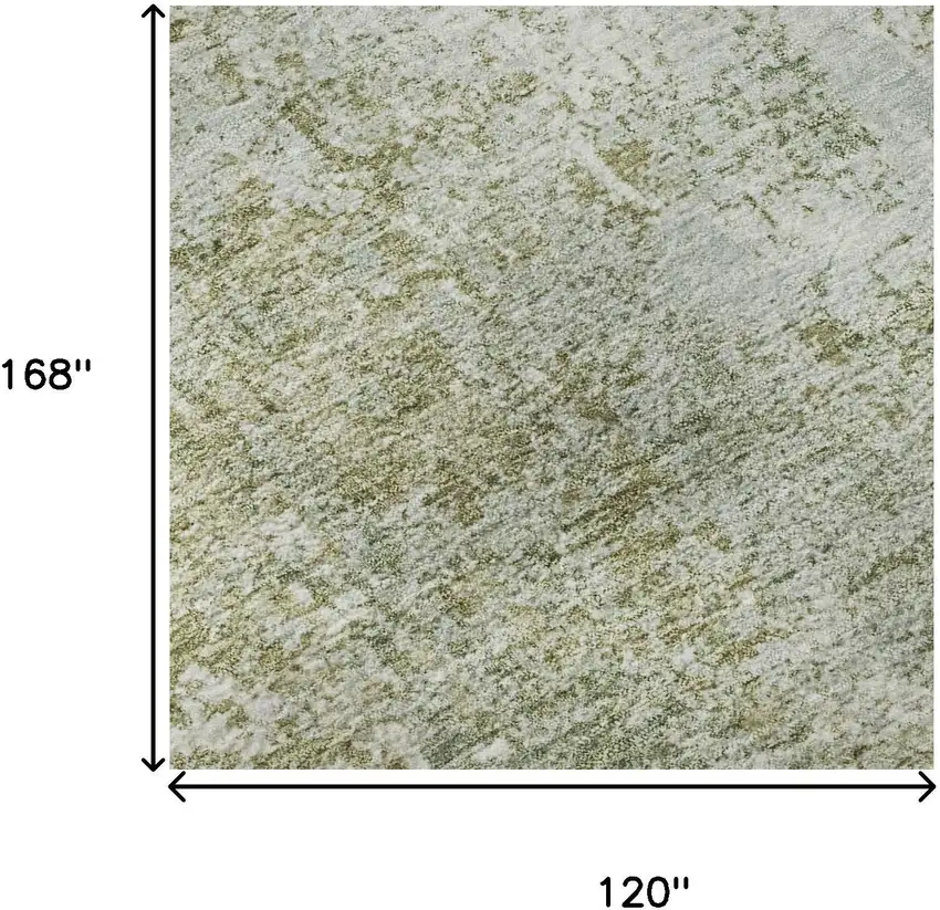 Artichoke Green And Ivory Abstract Washable Area Rug With UV Protection Photo 9