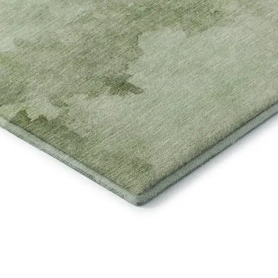 Artichoke Green And Ivory Abstract Washable Area Rug With UV Protection Photo 7