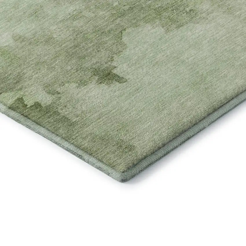 Artichoke Green And Ivory Abstract Washable Area Rug With UV Protection Photo 7