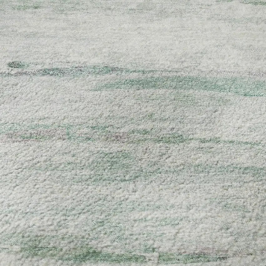 Artichoke Green And Ivory Abstract Washable Area Rug With UV Protection Photo 8