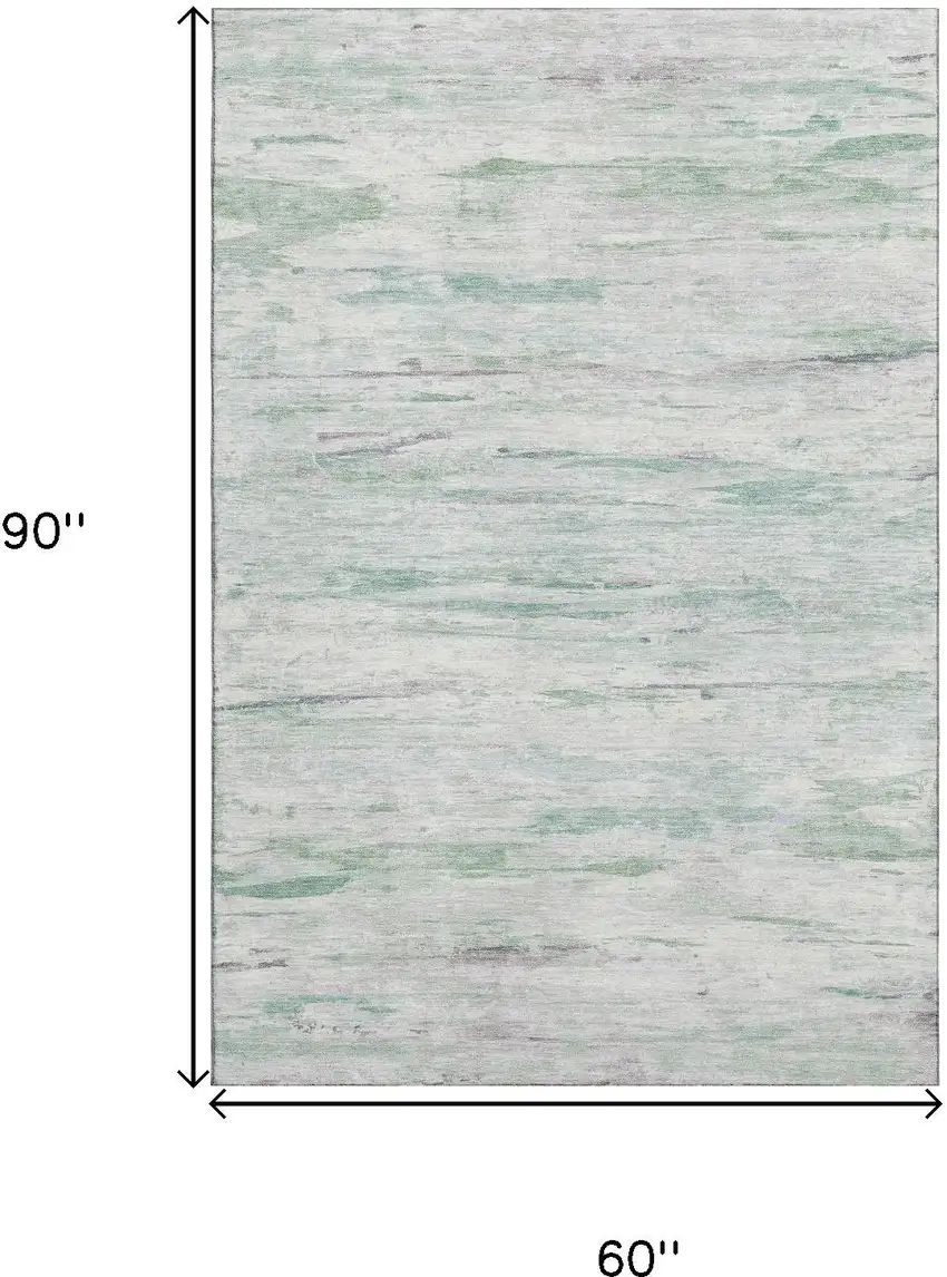 Artichoke Green And Ivory Abstract Washable Area Rug With UV Protection Photo 9