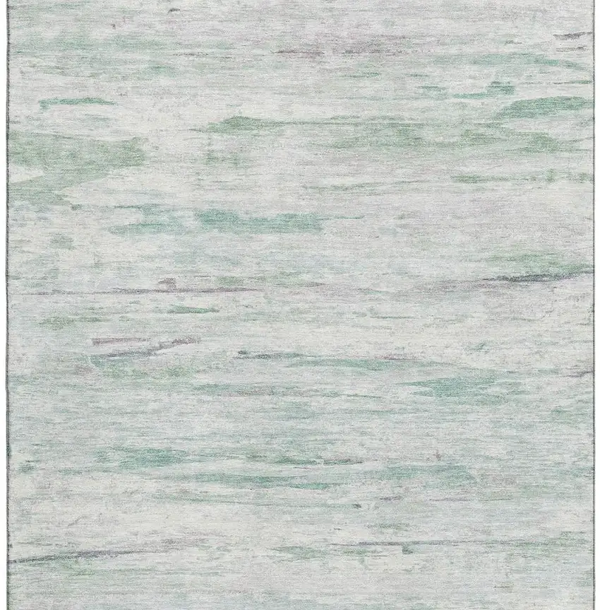 Artichoke Green And Ivory Abstract Washable Area Rug With UV Protection Photo 3