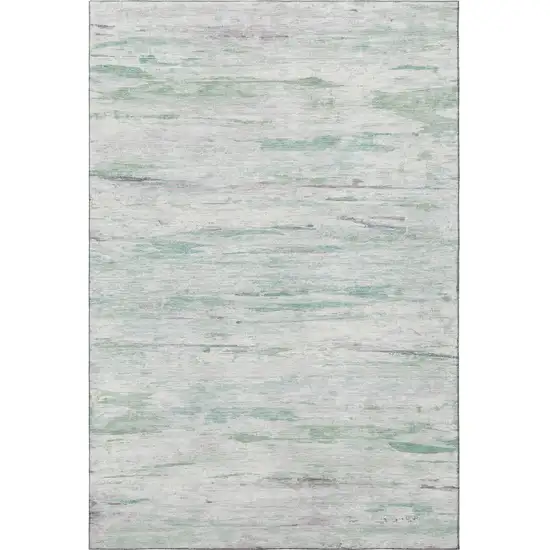 Artichoke Green And Ivory Abstract Washable Area Rug With UV Protection Photo 4