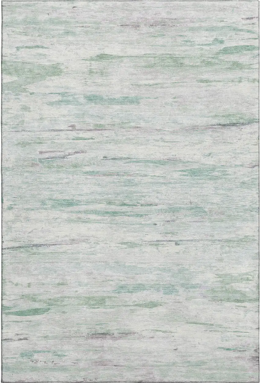 Artichoke Green And Ivory Abstract Washable Area Rug With UV Protection Photo 1