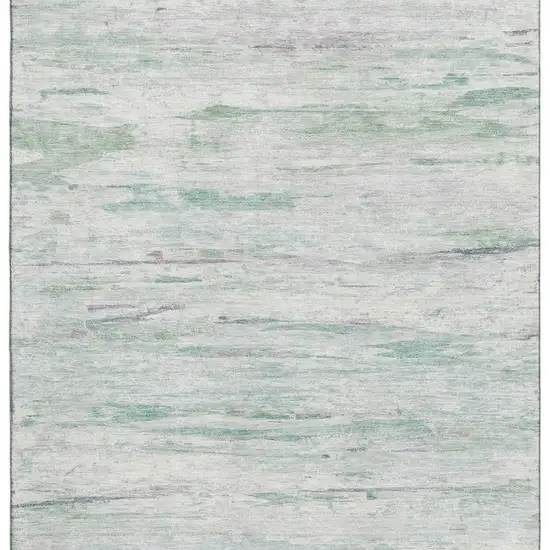 Artichoke Green And Ivory Abstract Washable Area Rug With UV Protection Photo 4