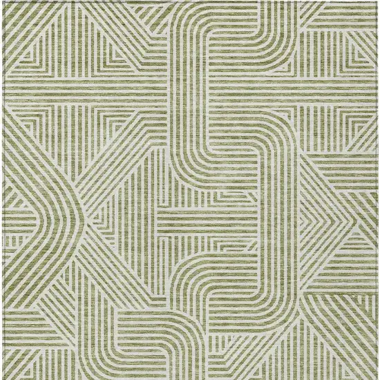 Artichoke Green And Ivory Abstract Washable Indoor Outdoor Area Rug Photo 7
