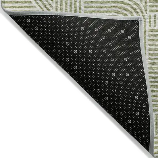 Artichoke Green And Ivory Abstract Washable Indoor Outdoor Area Rug Photo 3