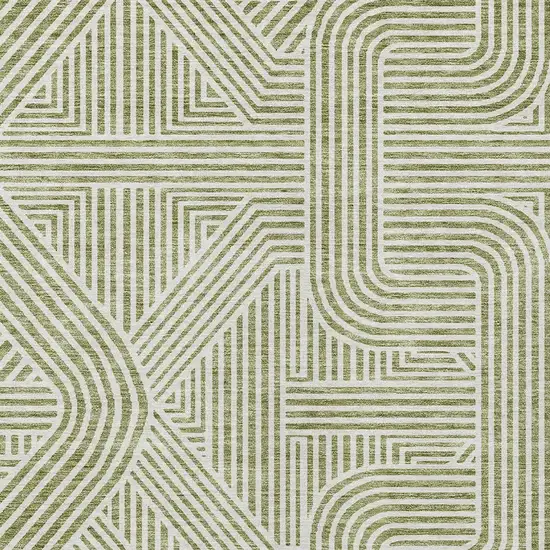 Artichoke Green And Ivory Abstract Washable Indoor Outdoor Area Rug Photo 6