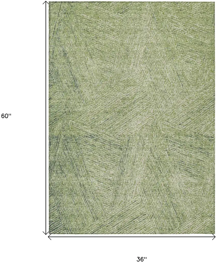 Artichoke Green And Ivory Abstract Washable Indoor Outdoor Area Rug Photo 3