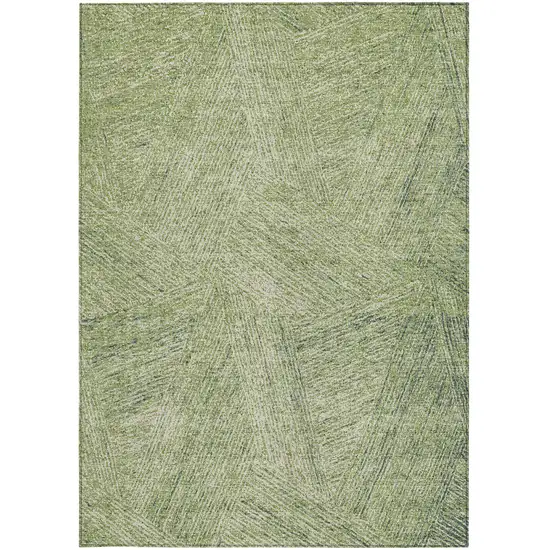 Artichoke Green And Ivory Abstract Washable Indoor Outdoor Area Rug Photo 6