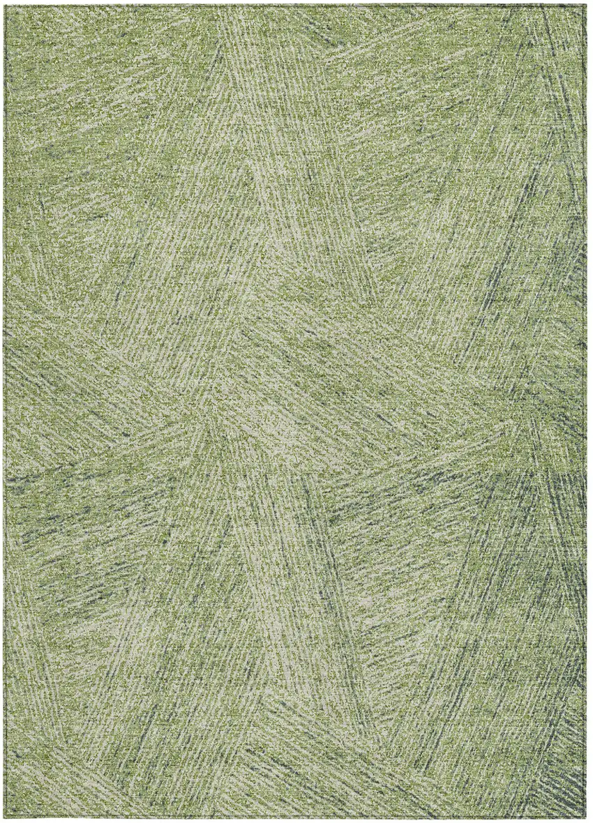 Artichoke Green And Ivory Abstract Washable Indoor Outdoor Area Rug Photo 6