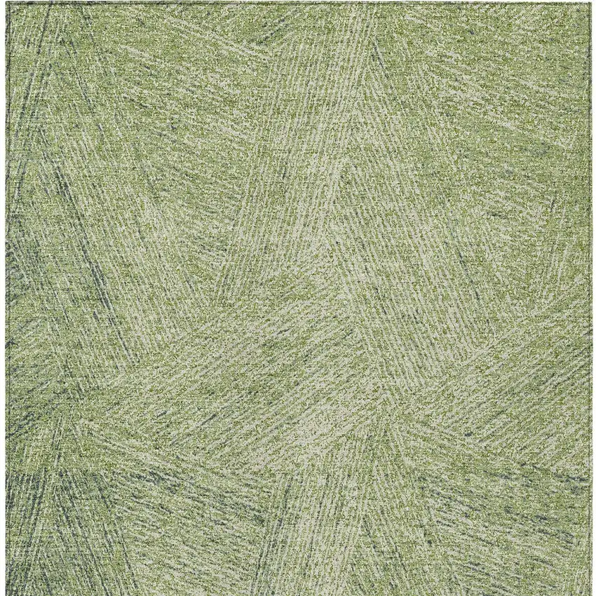 Artichoke Green And Ivory Abstract Washable Indoor Outdoor Area Rug Photo 6