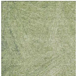Photo of Artichoke Green And Ivory Abstract Washable Indoor Outdoor Area Rug