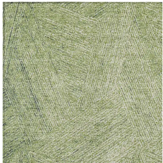 Artichoke Green And Ivory Abstract Washable Indoor Outdoor Area Rug Photo 5