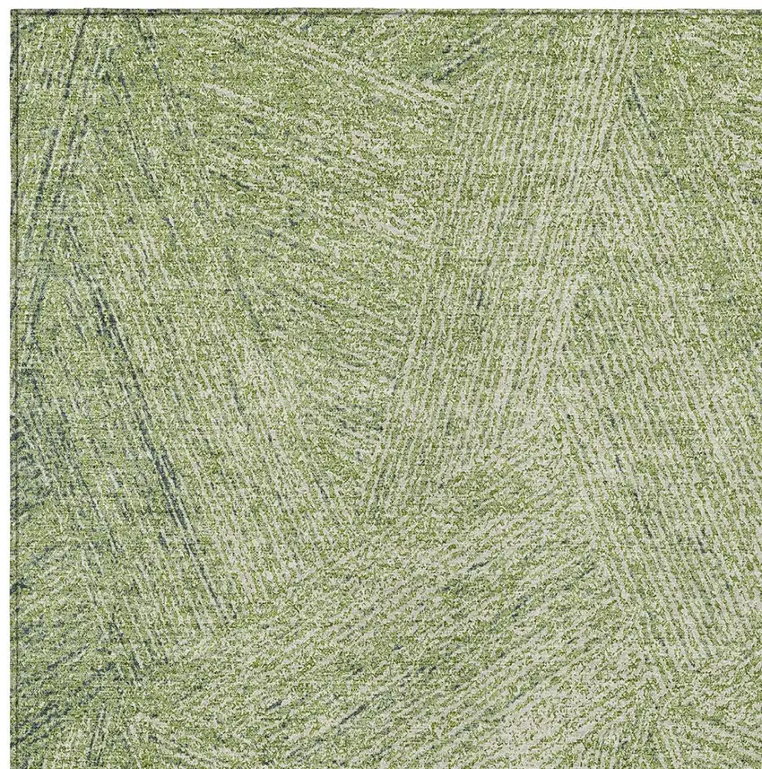 Artichoke Green And Ivory Abstract Washable Indoor Outdoor Area Rug Photo 5