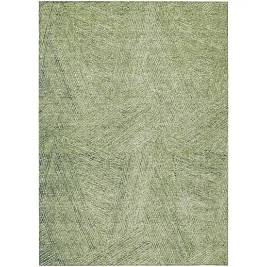 Artichoke Green And Ivory Abstract Washable Indoor Outdoor Area Rug Photo 2