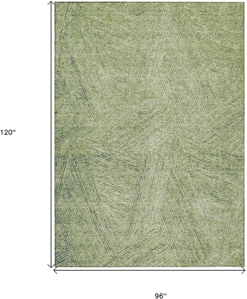 Artichoke Green And Ivory Abstract Washable Indoor Outdoor Area Rug Photo 3