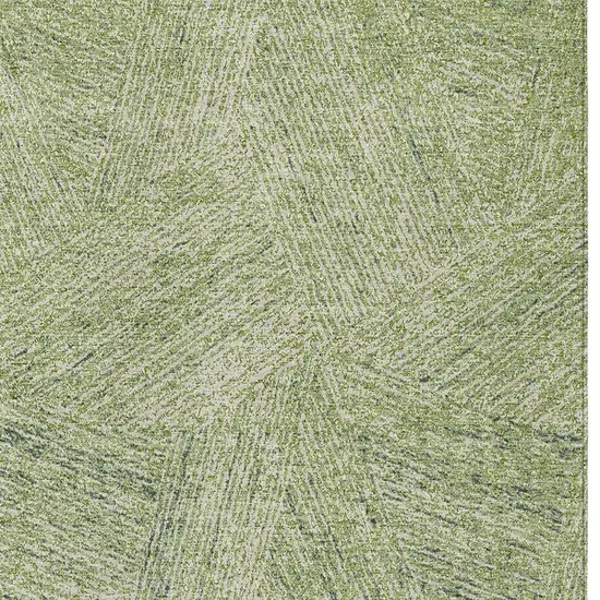 Artichoke Green And Ivory Abstract Washable Indoor Outdoor Area Rug Photo 5