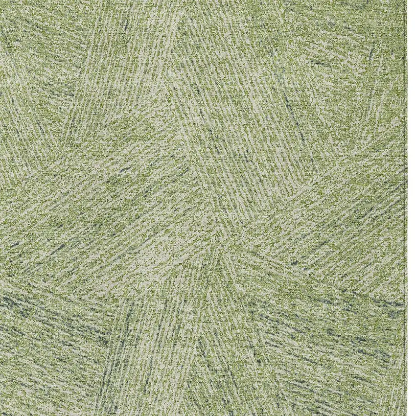 Artichoke Green And Ivory Abstract Washable Indoor Outdoor Area Rug Photo 5