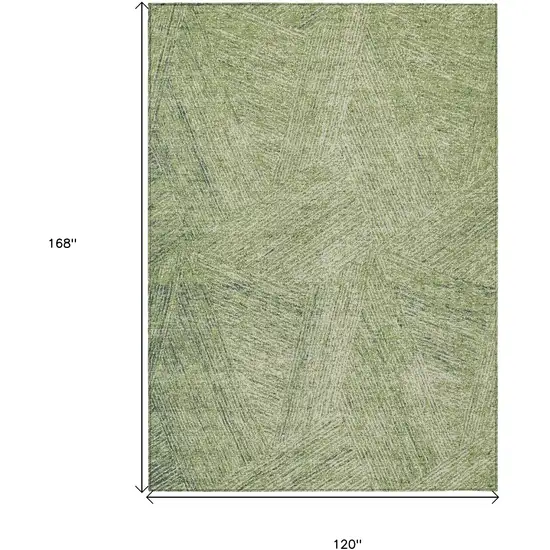 Artichoke Green And Ivory Abstract Washable Indoor Outdoor Area Rug Photo 3